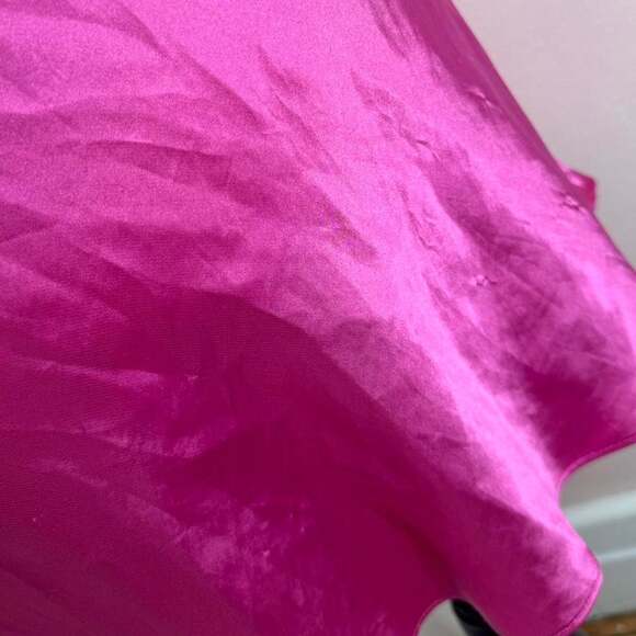 Vintage Hot Pink Satin Lace Trim Slip Dress, Size Small - Y2K Fairycore - Picture 5 of 5